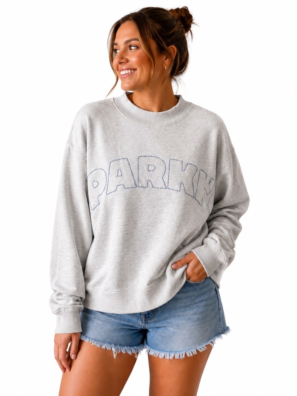 PARKE Women's Light Gray Crewneck Sweatshirt - Parke Logo